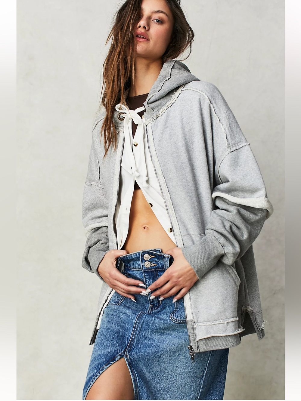 Free People We The Free Cher Twofer Hoodie S Oversized
